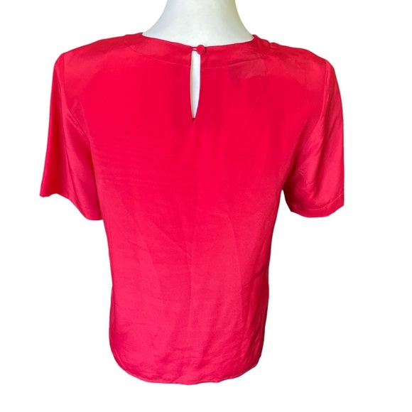 Vintage Christie & Jill Petite 100% Silk Red Short Sleeve Blouse, Size XS - Picture 3 of 5